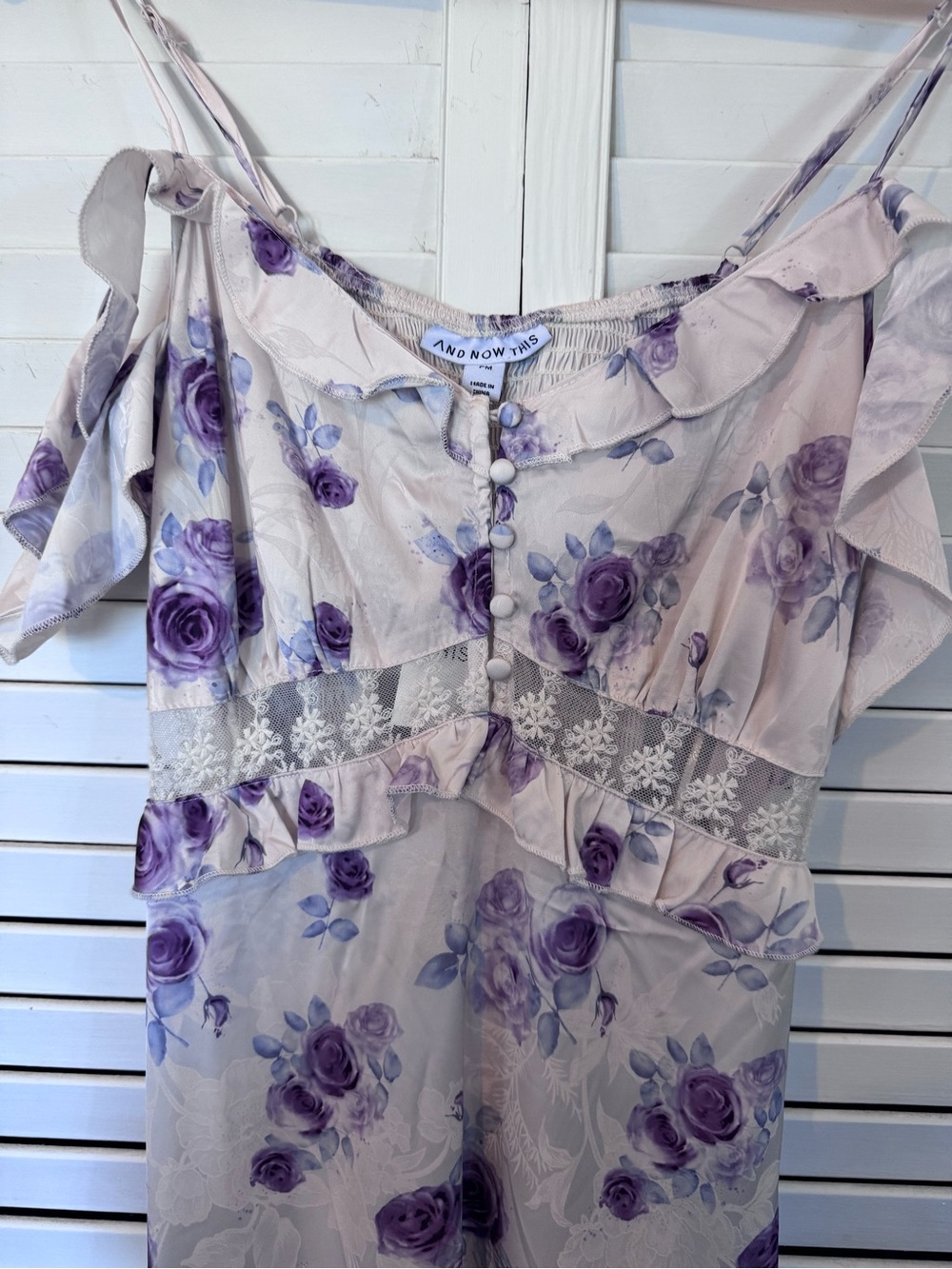 Purple Rose Floral Maxi Dress Lace Ruffle Fairycore Romantic